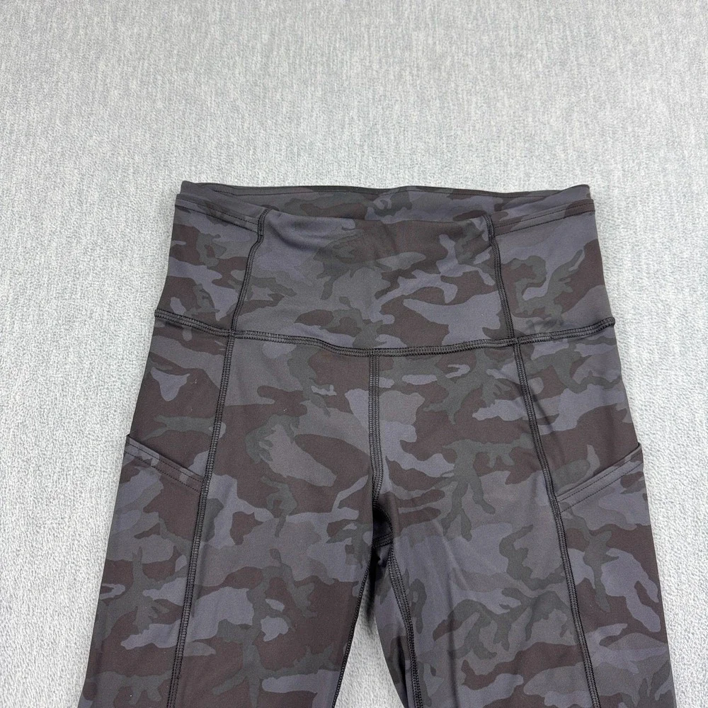 Lululemon Leggings Womens 4 Black Camo Fast Free Crop II 19